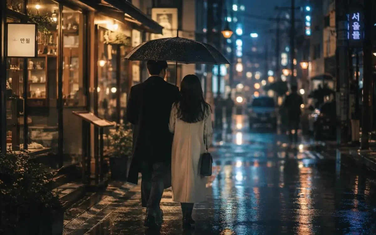 韩漫在线观看甜宠韩剧栏目：雨夜共撑一把伞的双人剧照